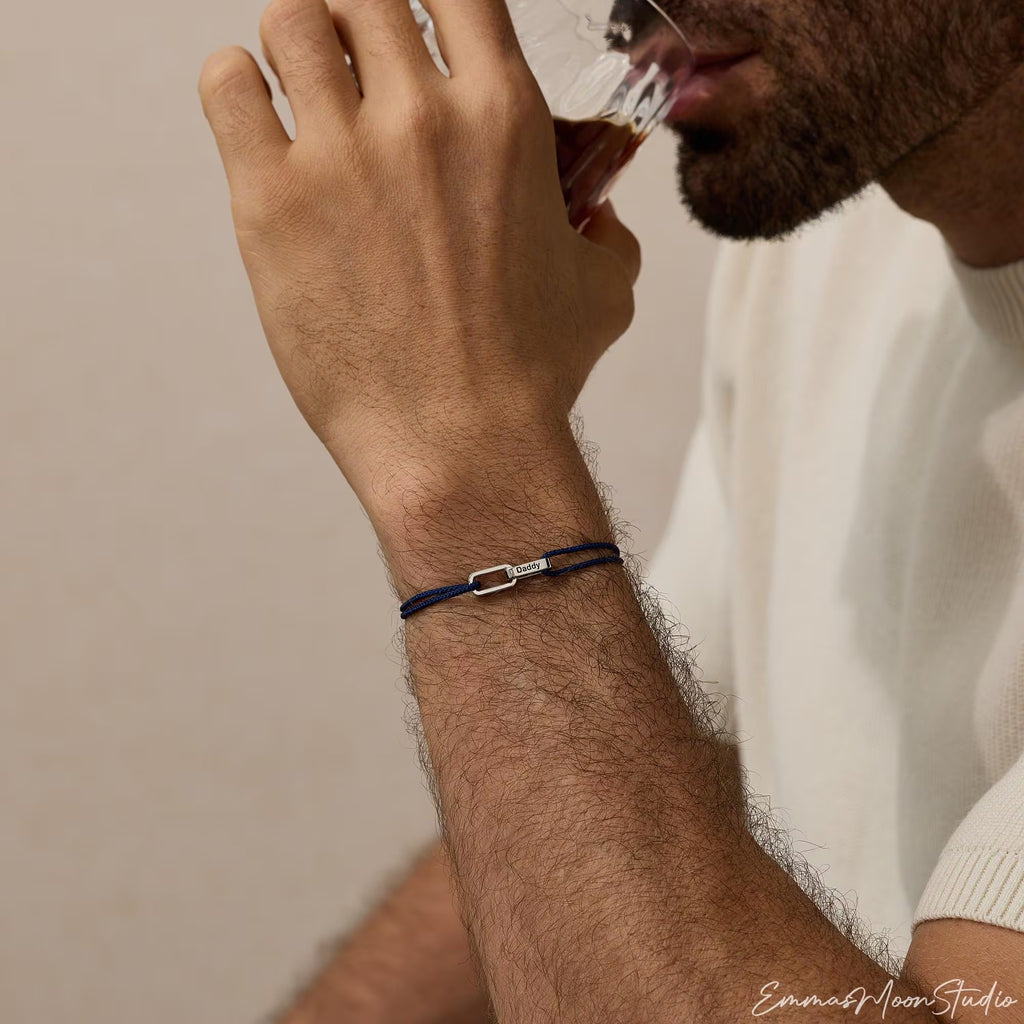 Mens Interlocking Charm Bracelet
