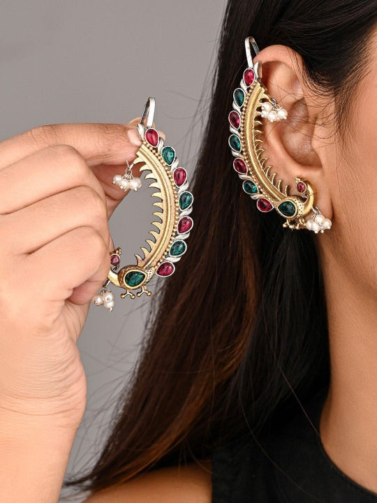 Peacock Shaped Ear Cuff Earrings