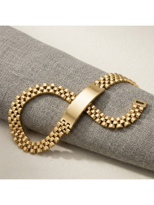 Stainless Steel 18K Gold-Plated Link Bracelet