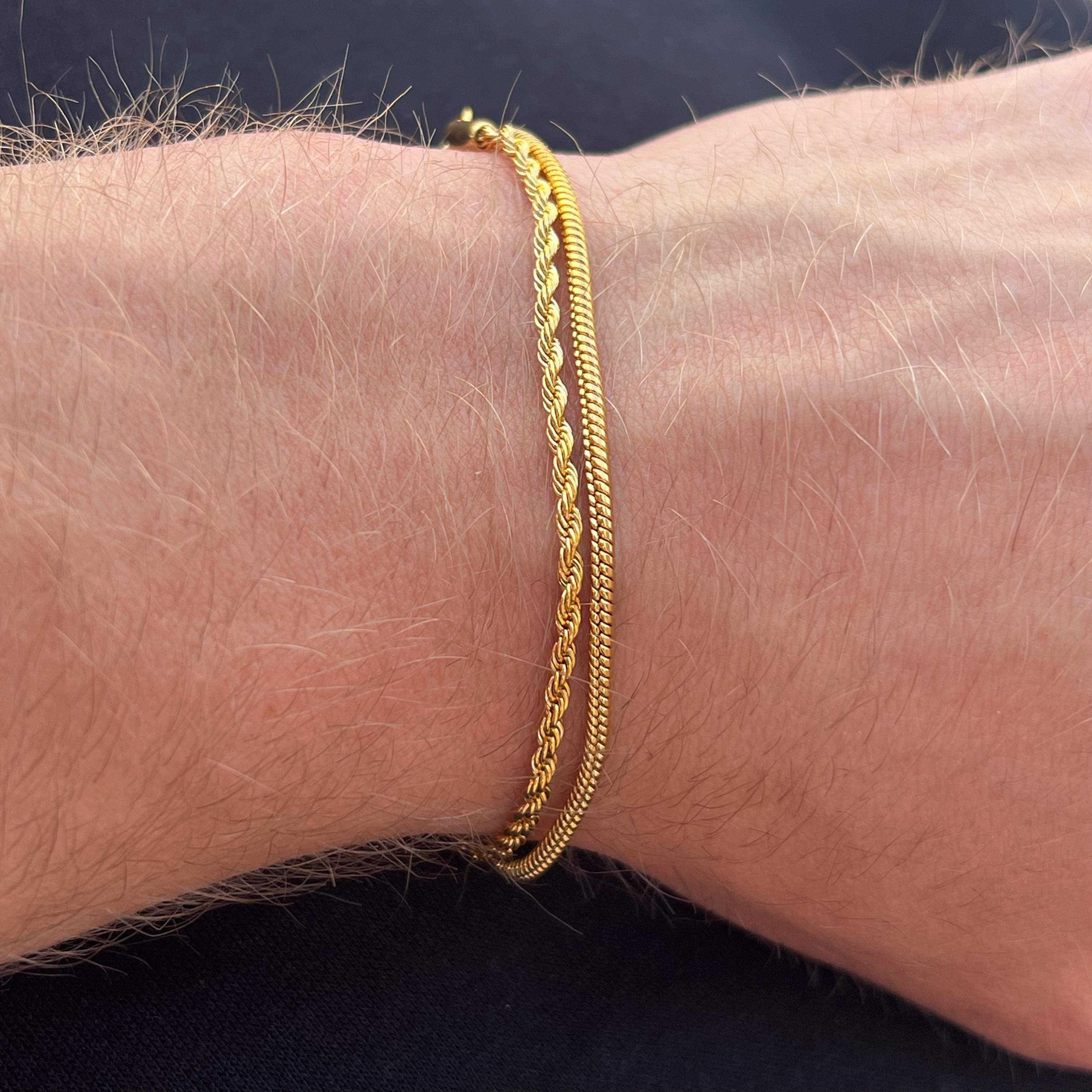 Mens Bracelet - 18K Gold Rope