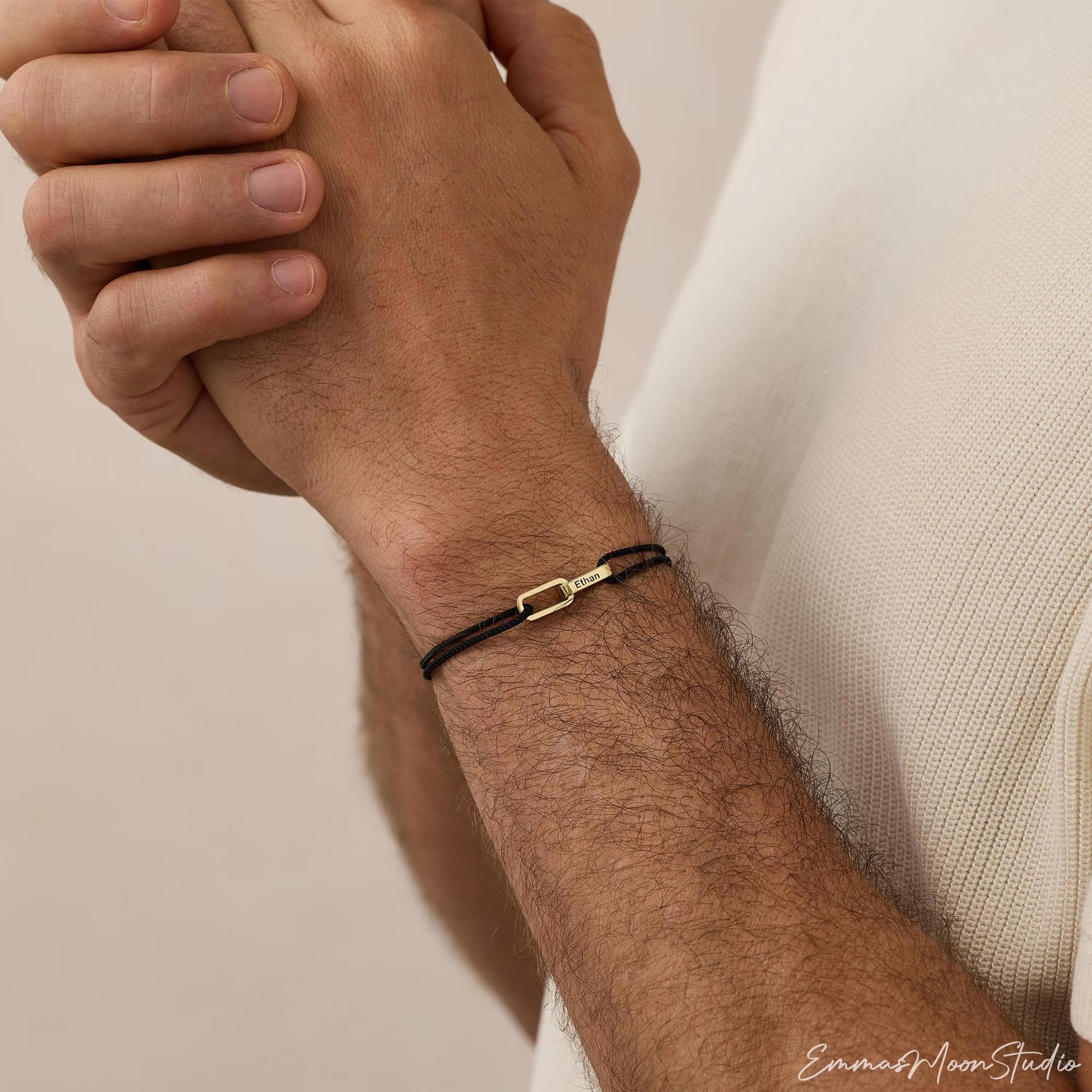 Mens Interlocking Charm Bracelet