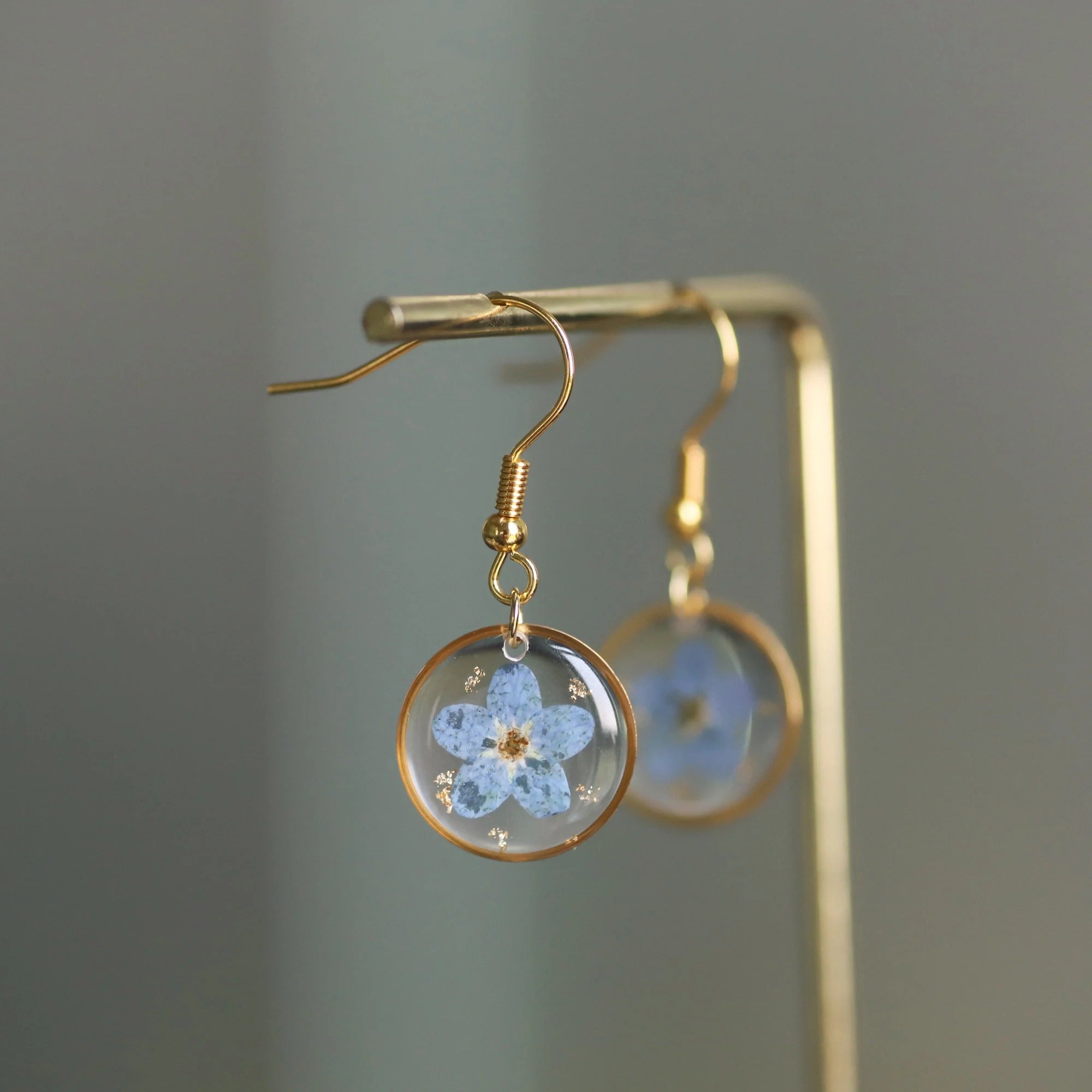 Handmade Pressed Real Flower Resin Earrings