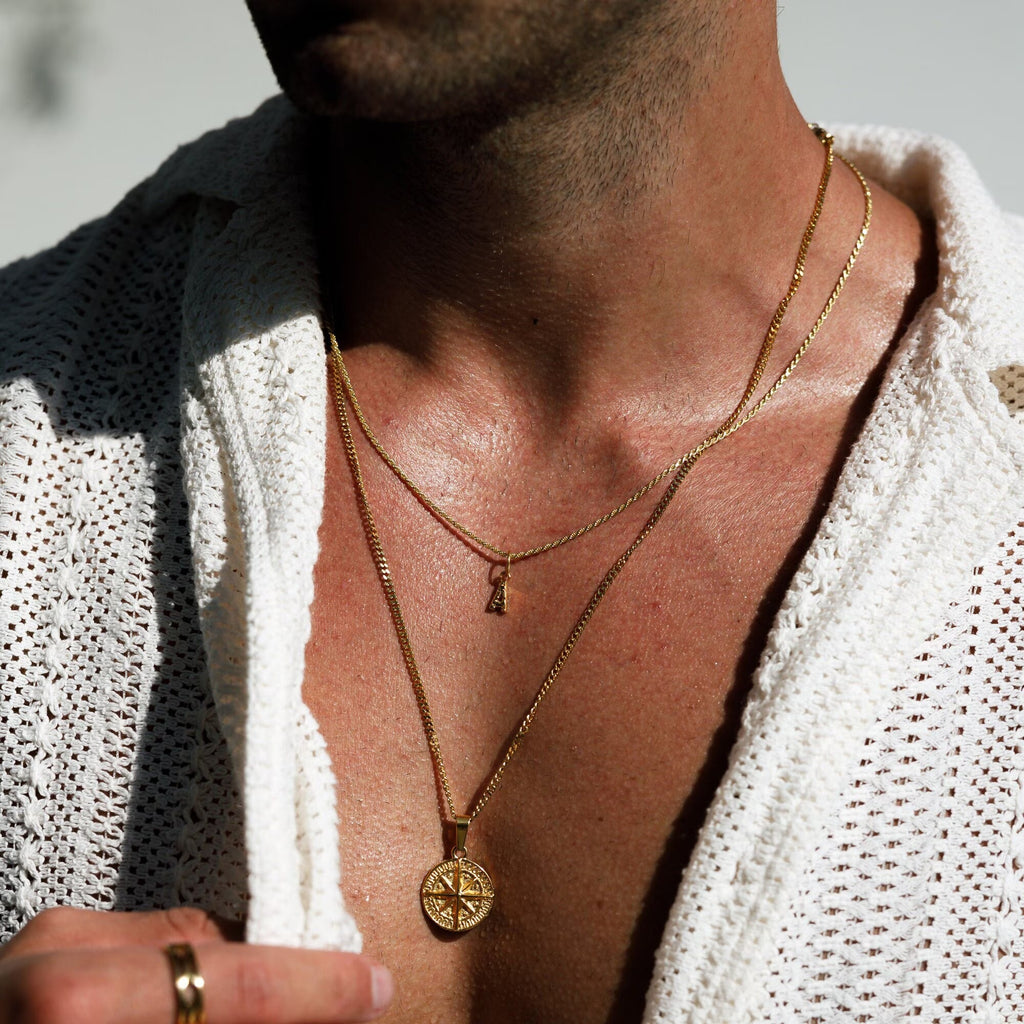 18K Gold Compass Pendant Necklace