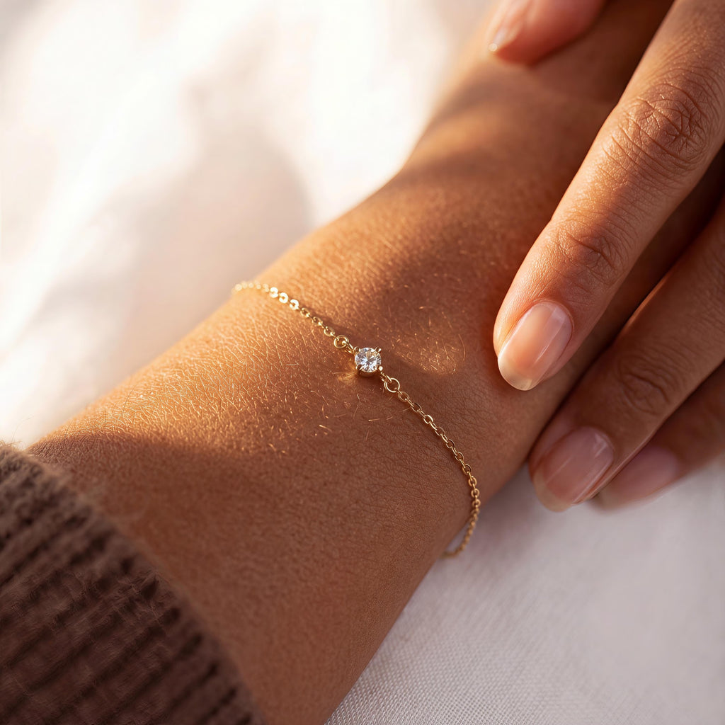 Dainty Gold Solitaire Bracelet
