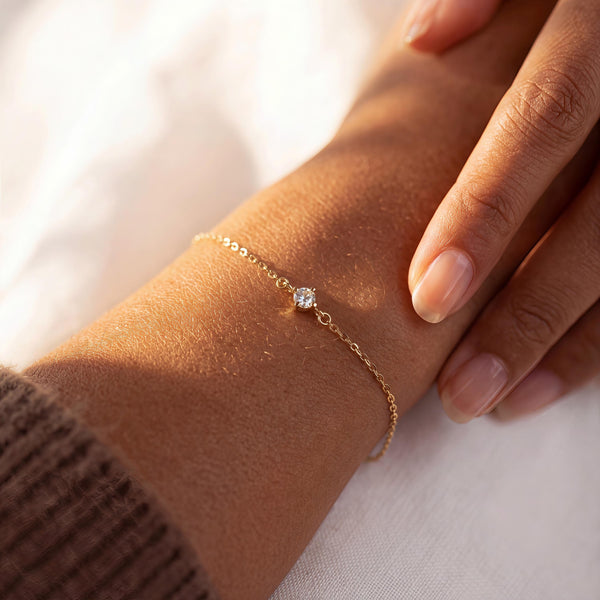 Dainty Gold Solitaire Bracelet