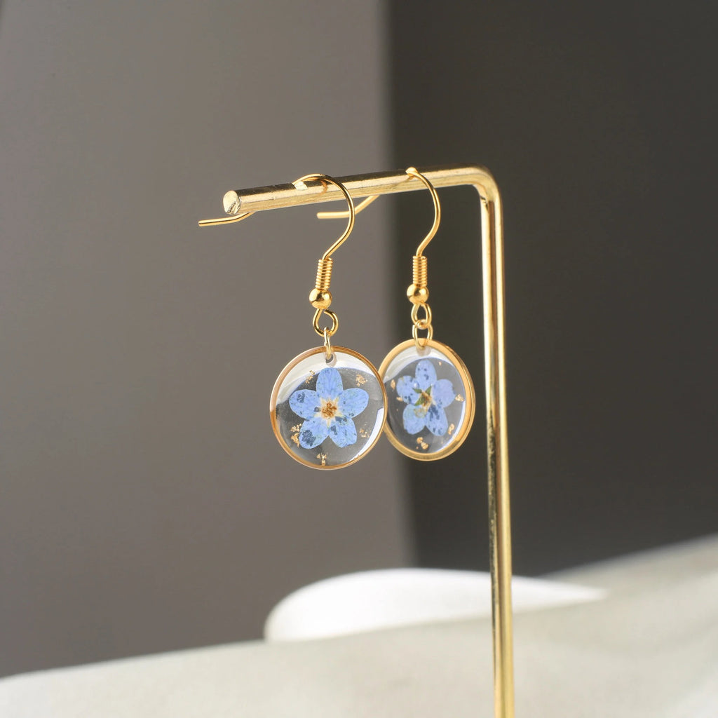 Handmade Pressed Real Flower Resin Earrings