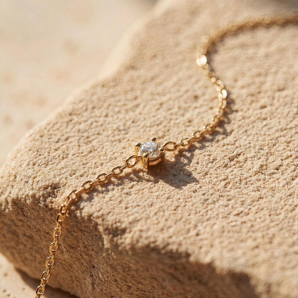 Dainty Gold Solitaire Bracelet