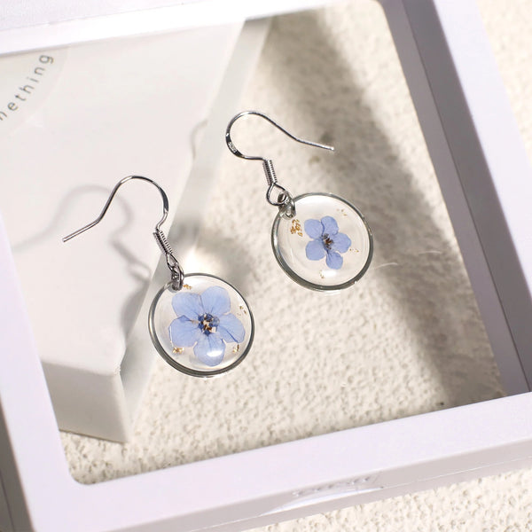 Handmade Pressed Real Flower Resin Earrings