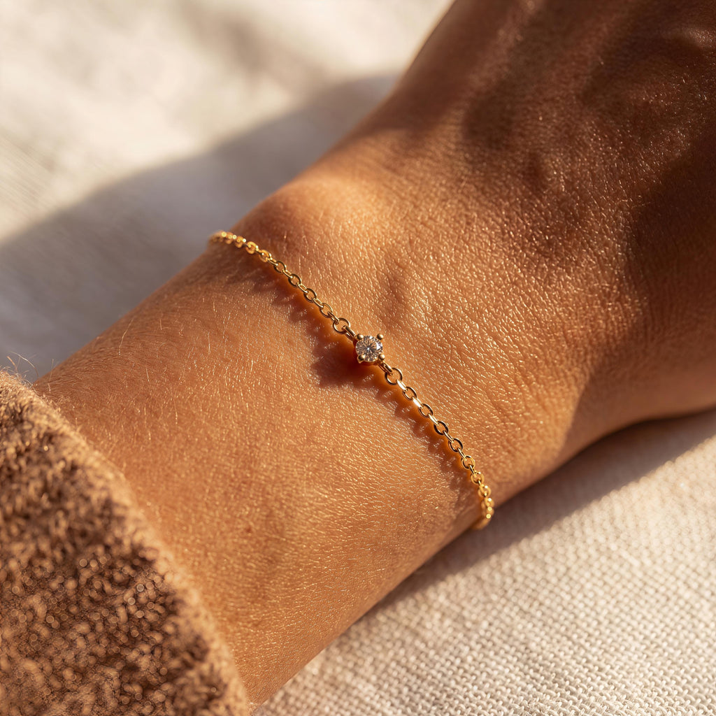 Dainty Gold Solitaire Bracelet