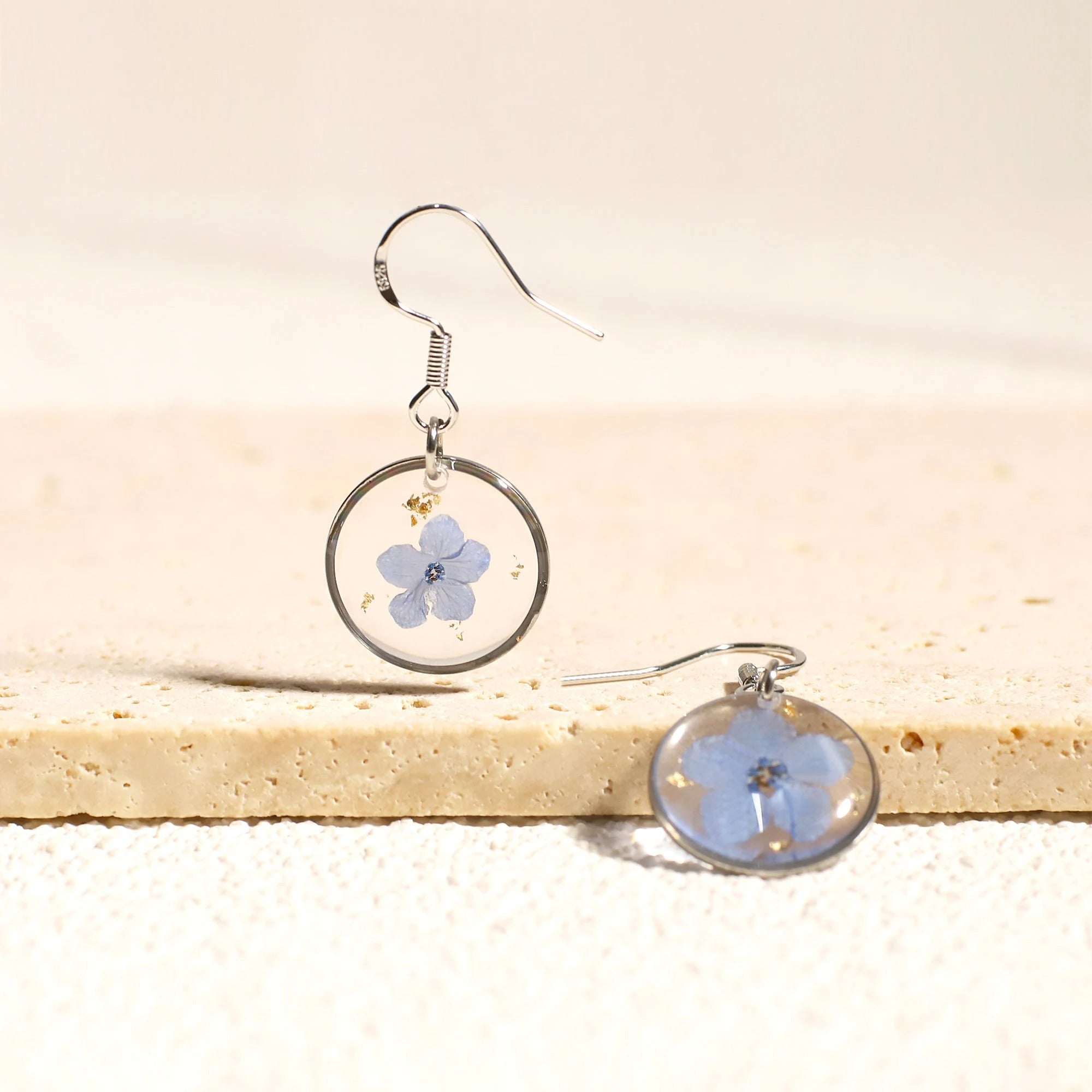Handmade Pressed Real Flower Resin Earrings Secondary image