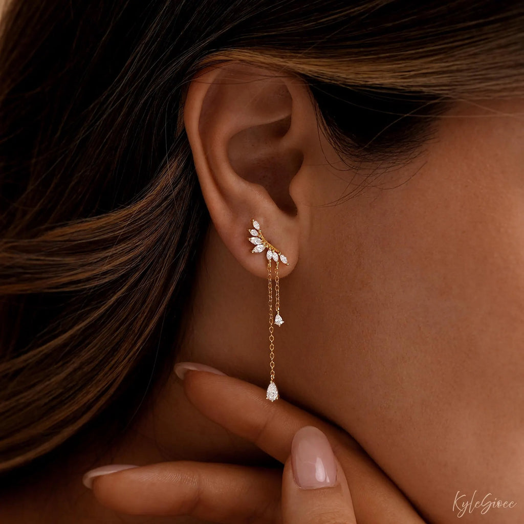 Dainty Diamond Dangle Drop Earrings