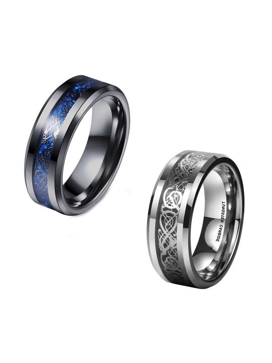 Men Set Of 2 Silver-Plated Band Finger Rings