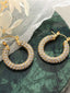 18k Gold Plated Crystals Studded Stainless Steel Contemporary Hoop Earrings