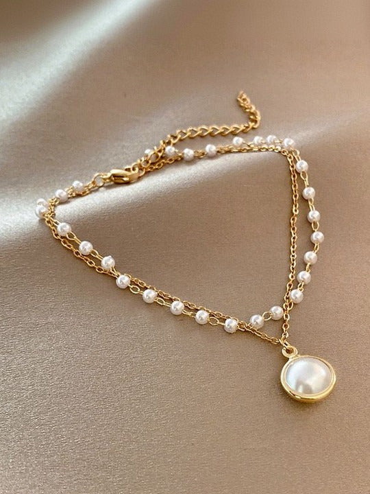 Women Pearls Gold-Plated Multistrand Bracelet