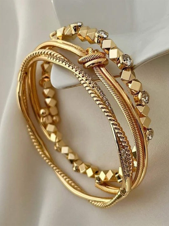 Women Set Of 3 Gold Plated Zircon Studded Bangle-Style Bracelets