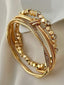 Women Set Of 3 Gold Plated Zircon Studded Bangle-Style Bracelets