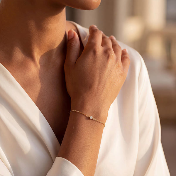 Dainty Gold Solitaire Bracelet