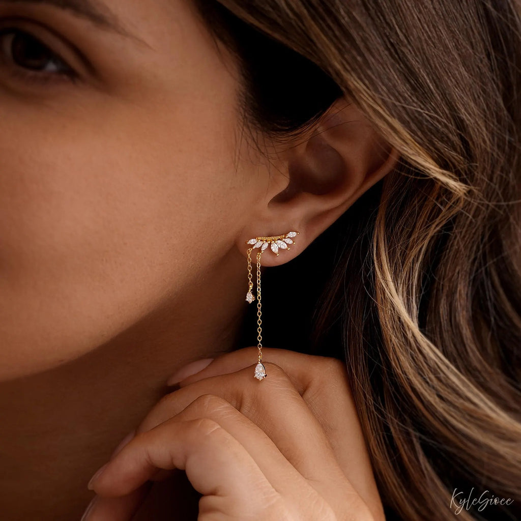 Dainty Diamond Dangle Drop Earrings