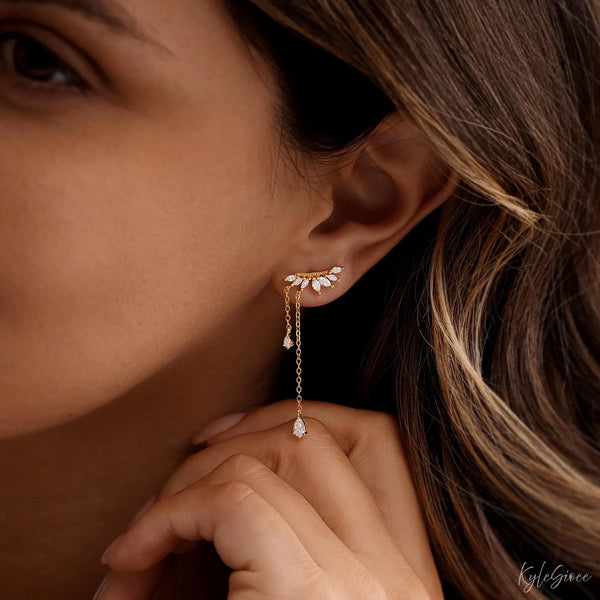 Dainty Diamond Dangle Drop Earrings