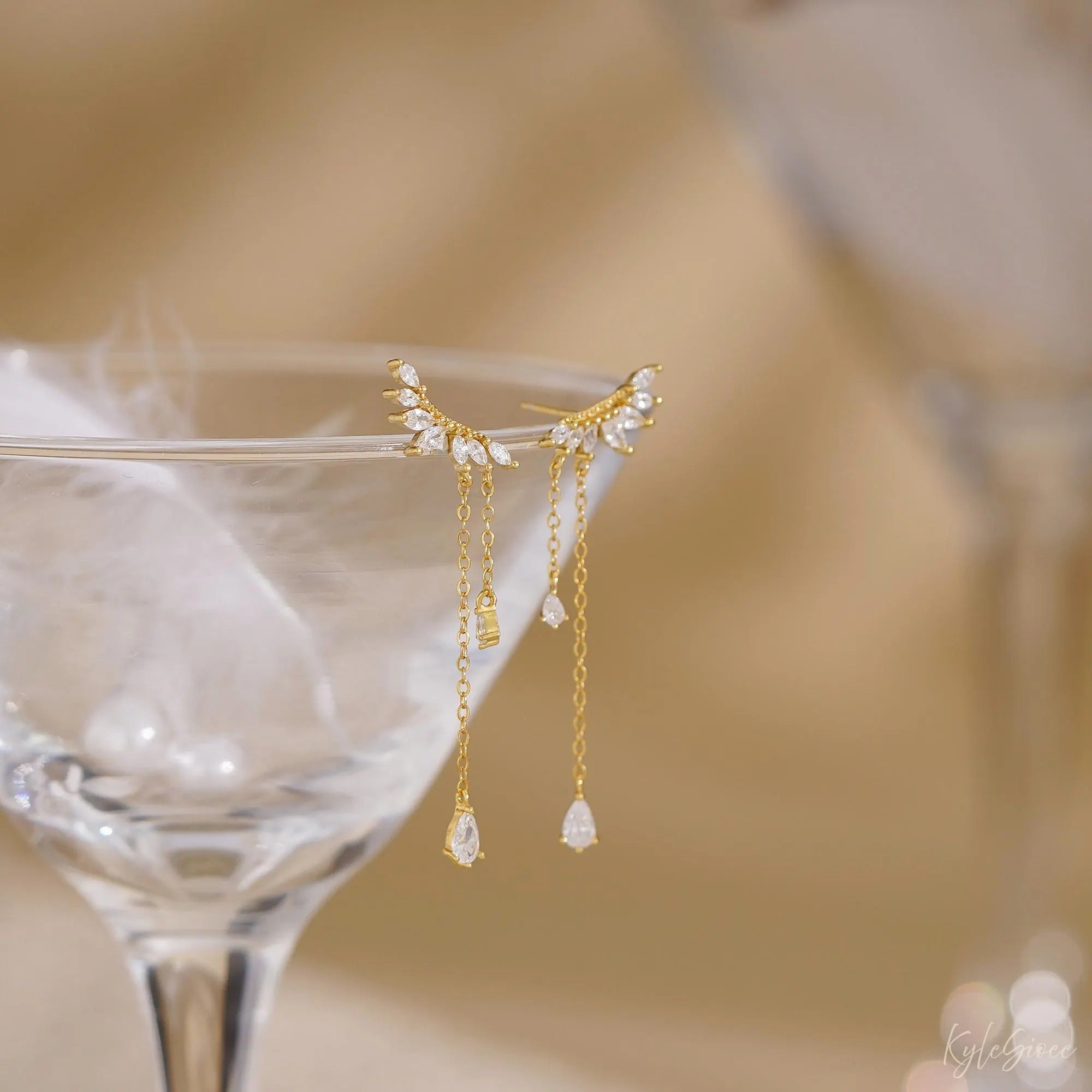 Dainty Diamond Dangle Drop Earrings