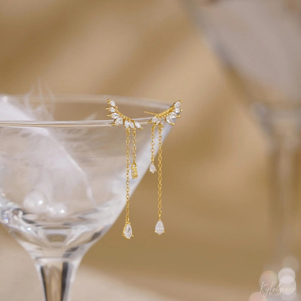 Dainty Diamond Dangle Drop Earrings