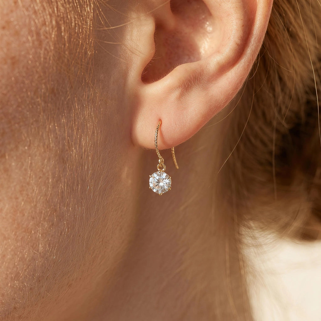 Tiny Solitaire Dangle Earrings