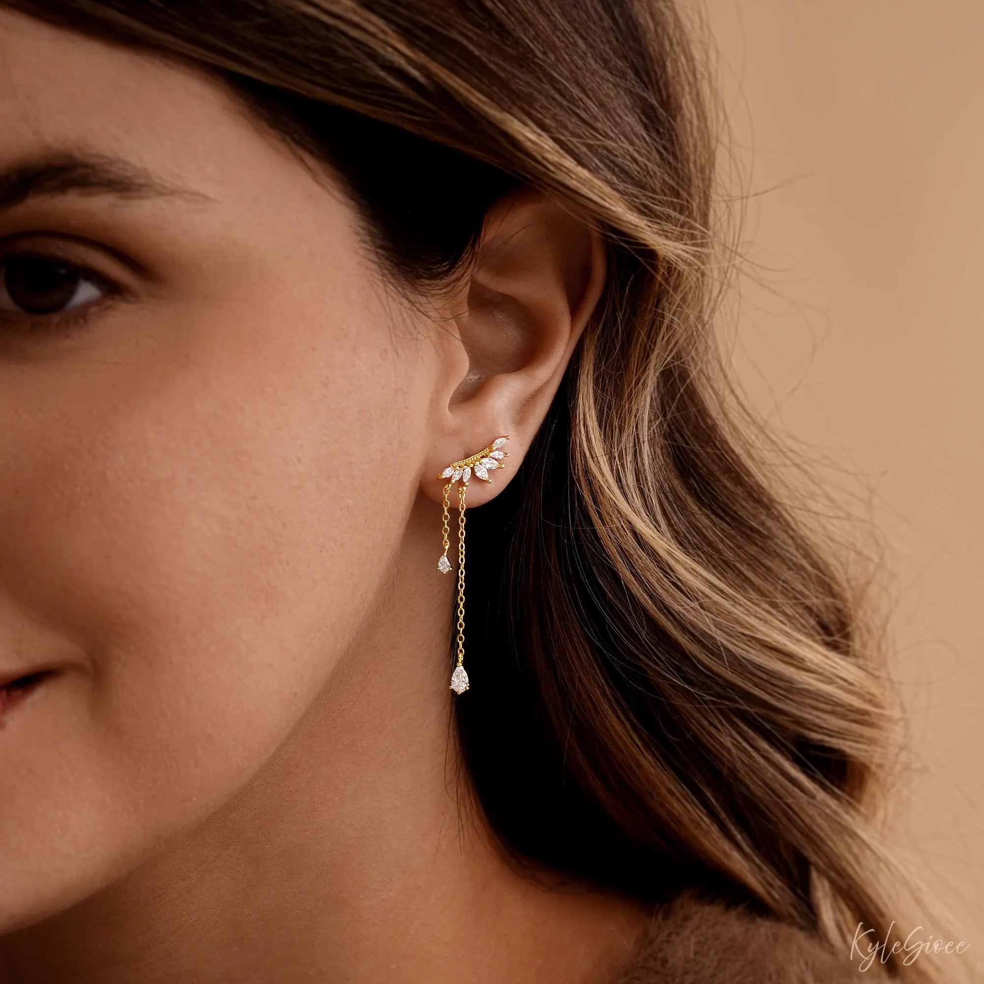 Dainty Diamond Dangle Drop Earrings