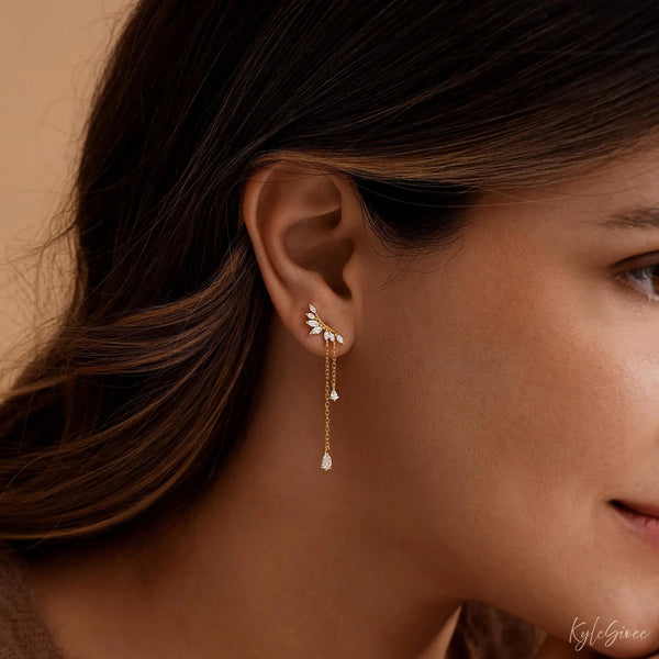 Dainty Diamond Dangle Drop Earrings