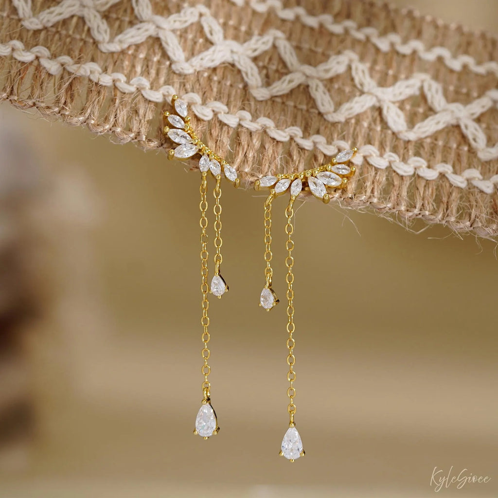 Dainty Diamond Dangle Drop Earrings