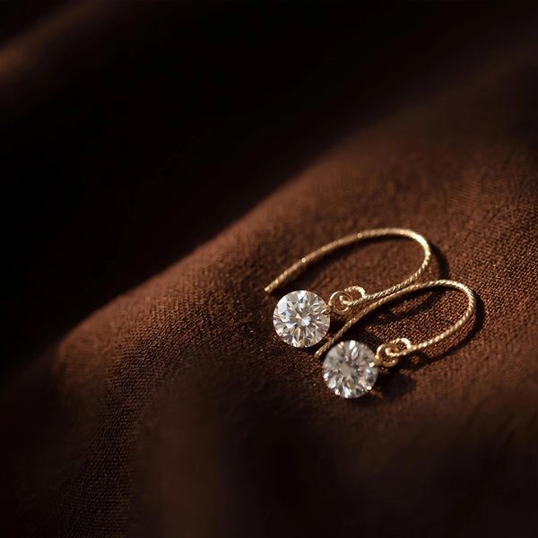 Tiny Solitaire Dangle Earrings