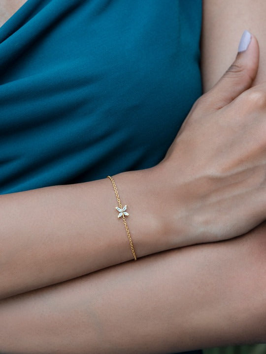 Women Gold-Toned & White Silver Gold-Plated Wraparound Bracelet