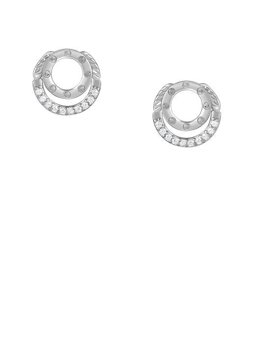 925 Sterling Silver Rhodium-Plated Contemporary Zircon Filigree Studs