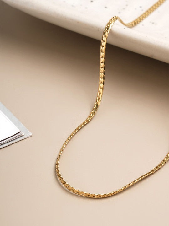 Men Gold-Plated StainlessSteel Waterproof & Anti-Tarnish Minimalist Twisted Chain