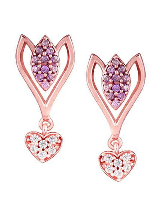 Rose Gold & Purple Rose Gold Plated Contemporary Drop Earrings Earrings