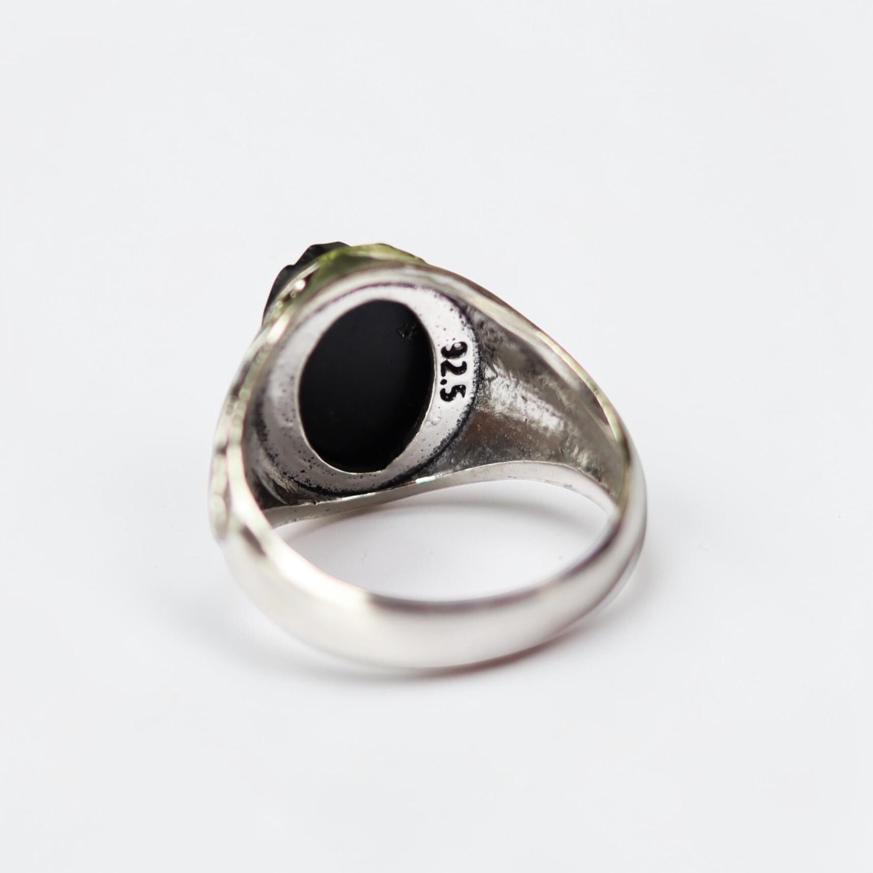 Black Tourmaline Statement Ring, 925 Sterling Silver, Raw Gemstone Boho Ring