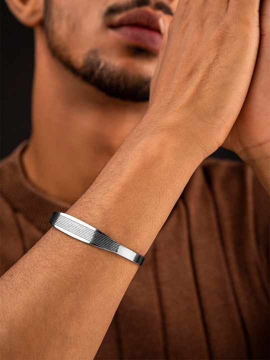The Lifestyle Co Men Silver-Plated Cuff Bracelet