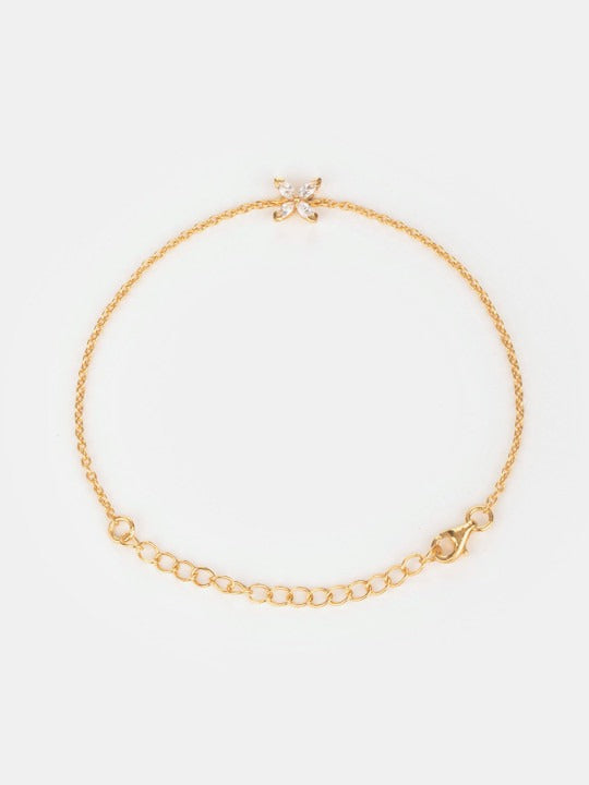 Women Gold-Toned & White Silver Gold-Plated Wraparound Bracelet
