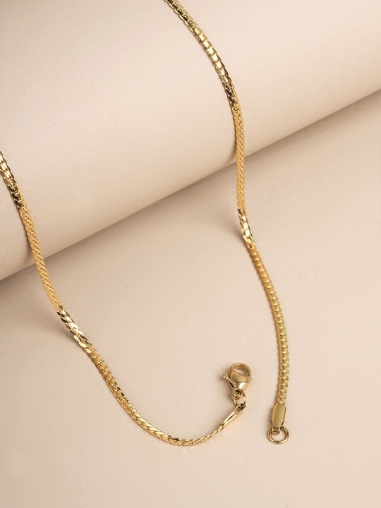 Men Gold-Plated StainlessSteel Waterproof & Anti-Tarnish Minimalist Twisted Chain