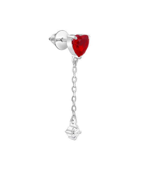 925 Sterling Silver Rhodium-Plated Heart Shaped Drop Earrings