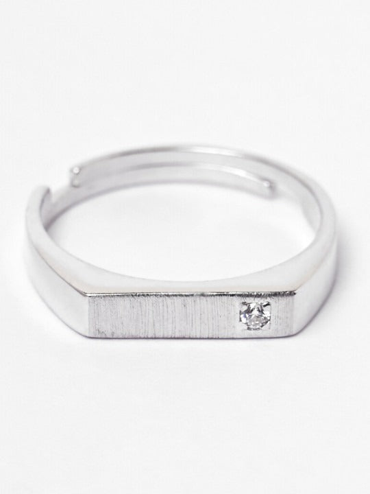 925 Silver Rhodium-Plated Marquise Band Ring Secondary image