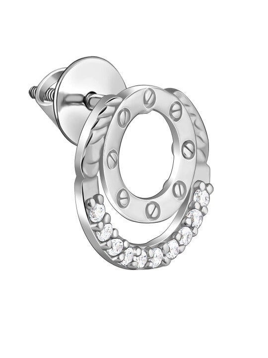 925 Sterling Silver Rhodium-Plated Contemporary Zircon Filigree Studs Secondary image