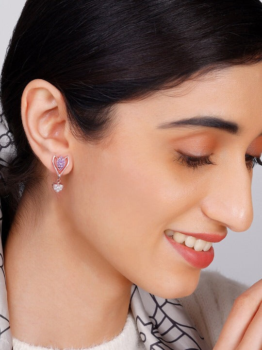 Rose Gold & Purple Rose Gold Plated Contemporary Drop Earrings Earrings