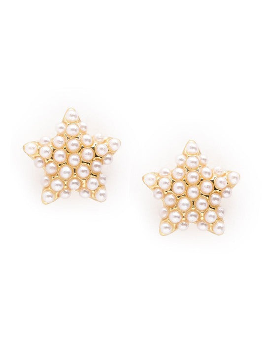 18kt Gold Plated Pearl Star Mini Stud Earring