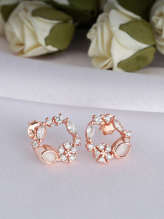 925 Silver Rose Gold Drop Wreath Studs Main image