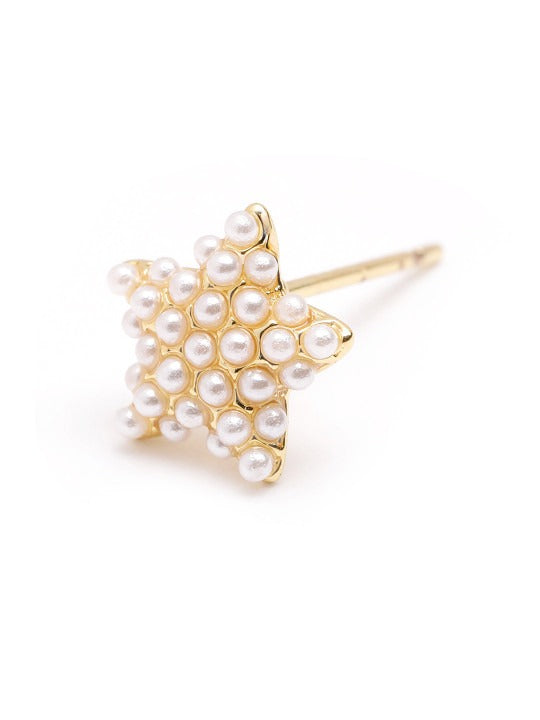 18kt Gold Plated Pearl Star Mini Stud Earring