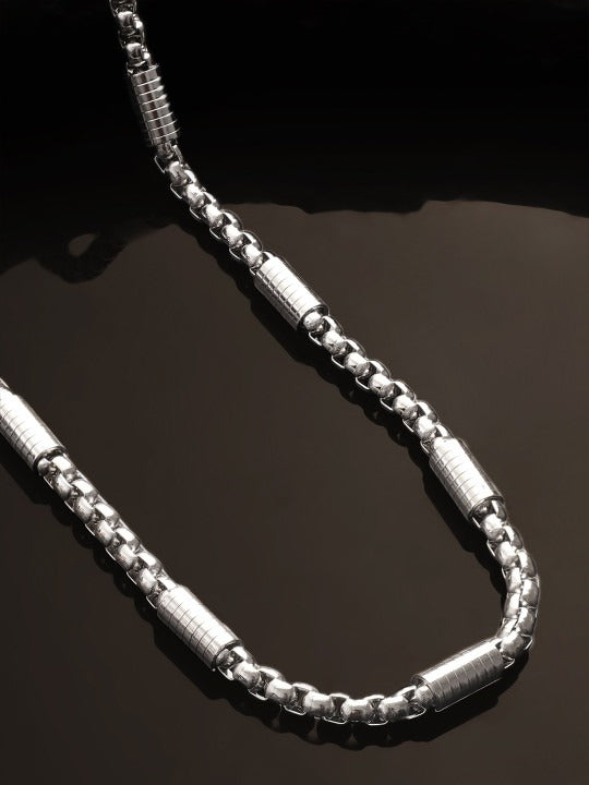 The Lifestyle Co. Men Silver-Toned Rhodium-Plated Byzantine Chain Secondary image
