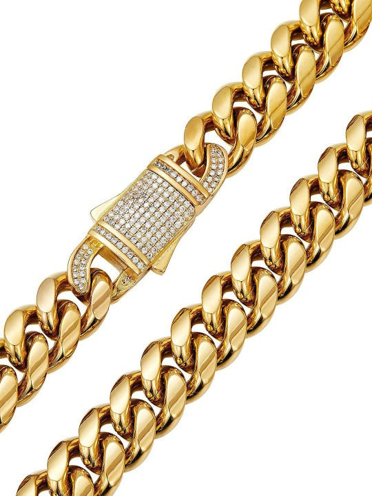 Men Gold-Plated Stainless Steel Stone Studded Openable Link Bracelet