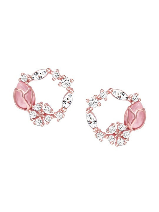 925 Silver Rose Gold Drop Wreath Studs Secondary image