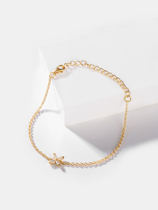 Women Gold-Toned & White Silver Gold-Plated Wraparound Bracelet