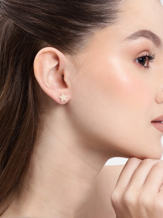 18kt Gold Plated Pearl Star Mini Stud Earring